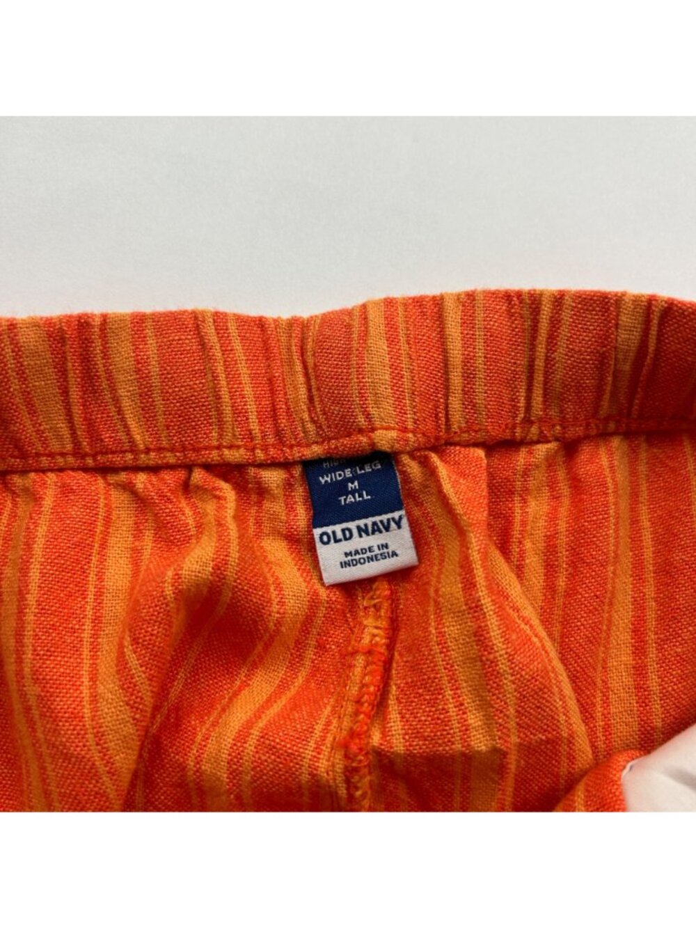 TALL Old Navy Orange Striped Linen Blend Wide Leg Lounge Pant MT - Picture 4 of 7